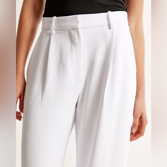 NWT Abercrombie & Fitch Harper Premium Crepe Ultra Wide Leg Pant- White - Picture 5 of 8